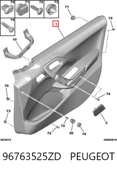 Guarnecido interior de puerta delantera derecha PEUGEOT 96763525ZD