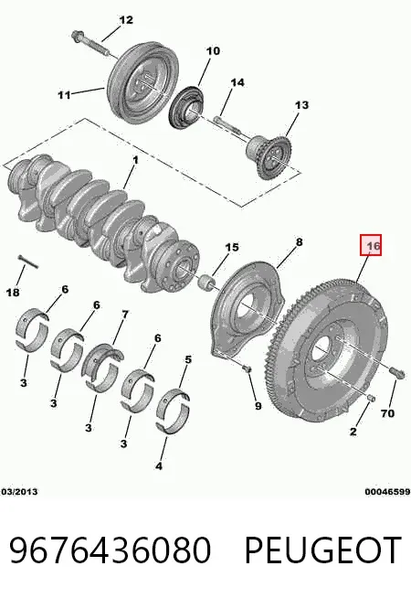 Volante motor 9676436080 Peugeot/Citroen