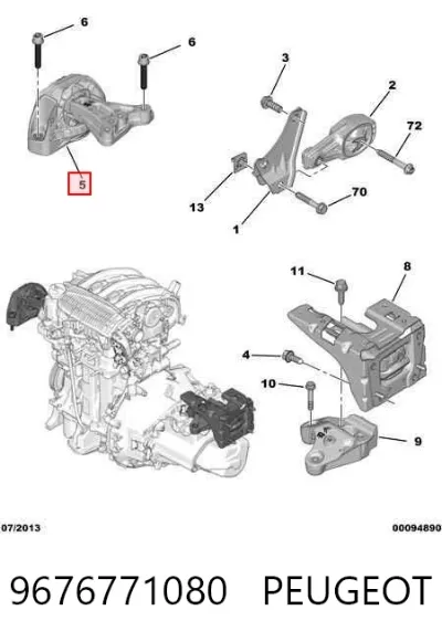Soporte de motor derecho PEUGEOT 9676771080