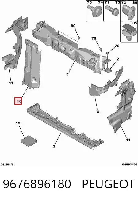 Deflector de aire del radiador 9676896180 Peugeot/Citroen