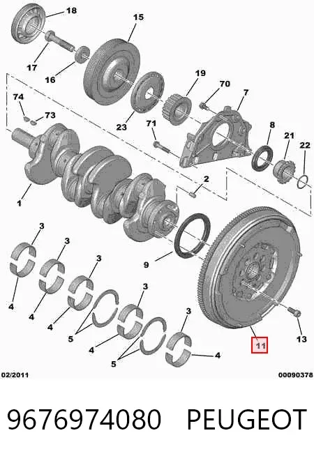 Volante motor 9676974080 Peugeot/Citroen