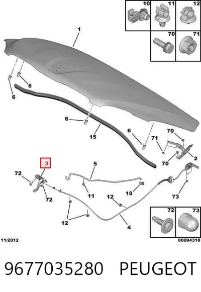 Cerradura del capó PEUGEOT 9677035280