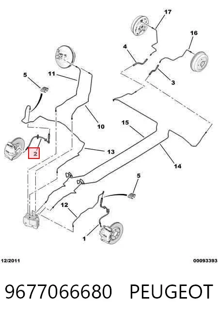 Latiguillos de freno delantero derecho 9677066680 Peugeot/Citroen
