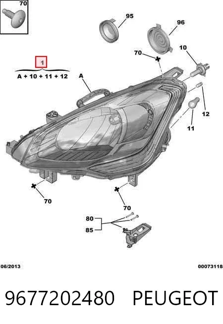 Faro izquierdo 9677202480 Peugeot/Citroen