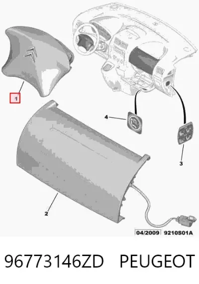Airbag del conductor PEUGEOT 96773146ZD