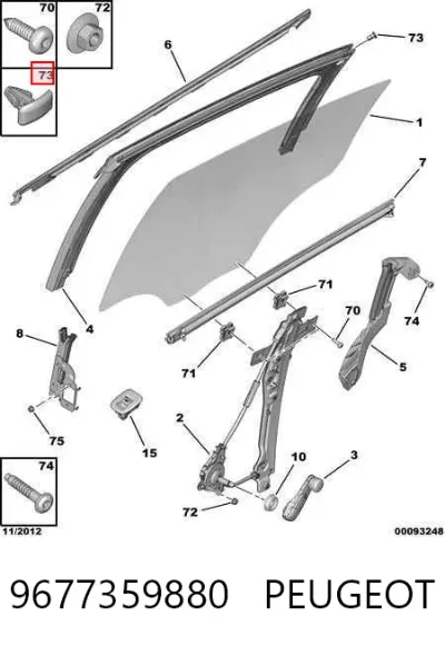 Clip de fijación de moldura de puerta PEUGEOT 9677359880