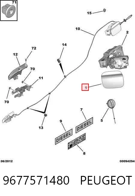 Tapa de la gasolina 9677571480 Peugeot/Citroen