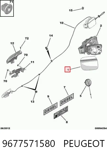 Tapa de la gasolina 9677571580 Peugeot/Citroen