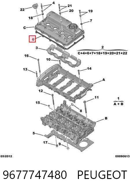 Junta tapa de balancines 9677747480 Peugeot/Citroen