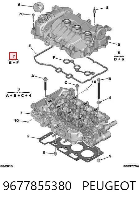 Juego de juntas de tapa de balancines 9677855380 Peugeot/Citroen