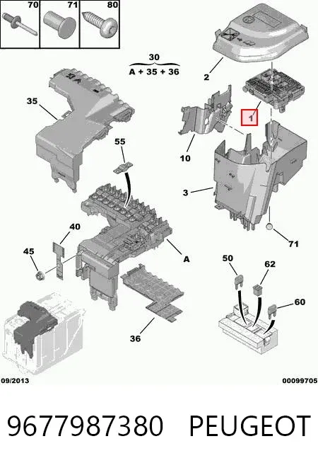 Caja de fusibles 9677987380 Peugeot/Citroen