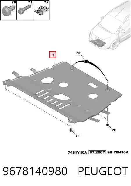 Protección motor / empotramiento 9678140980 Peugeot/Citroen