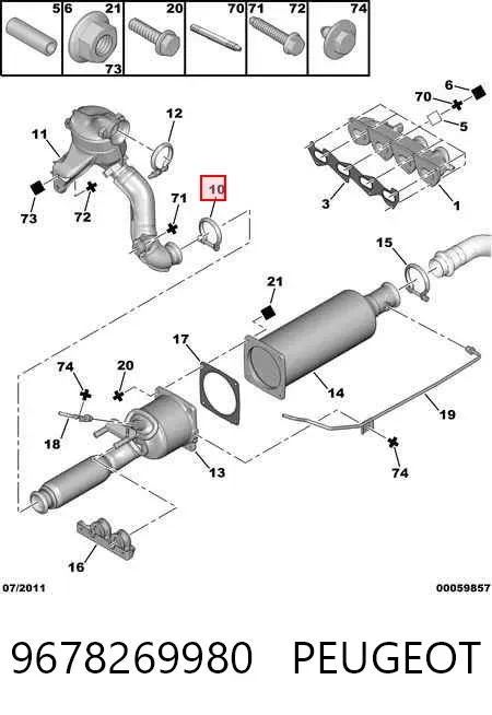 Abrazadera del colector de escape 9678269980 Peugeot/Citroen