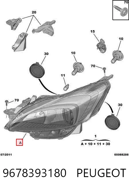 Faro izquierdo 9678393180 Peugeot/Citroen