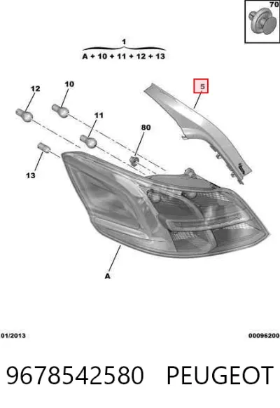 Cubierta para luz trasera PEUGEOT 9678542580