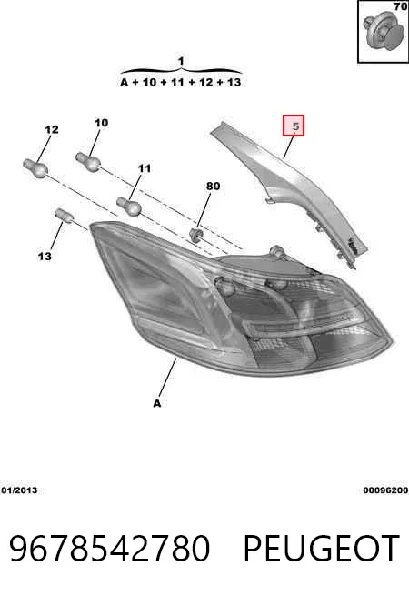 Cubierta para luz trasera 9678542780 Peugeot/Citroen