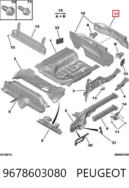 Panel del maletero trasero 9678603080 Peugeot/Citroen