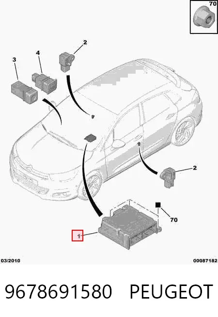 Módulo de control de airbag 9678691580 Peugeot/Citroen