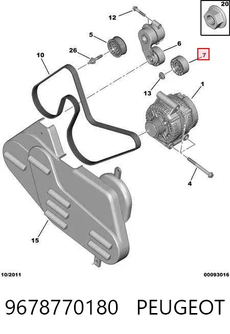 Polea inversión / guía, correa poli V 9678770180 Peugeot/Citroen
