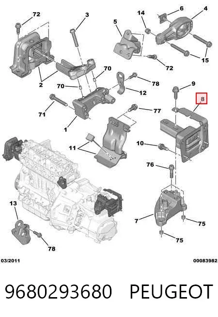 Soporte izquierdo del motor 9680293680 Peugeot/Citroen