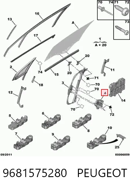 Motor del elevalunas eléctrico 9681575280 Peugeot/Citroen