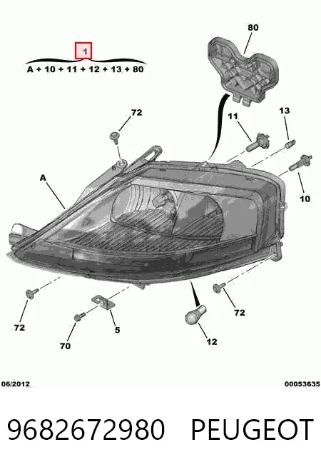 Faro derecho 9682672980 Peugeot/Citroen