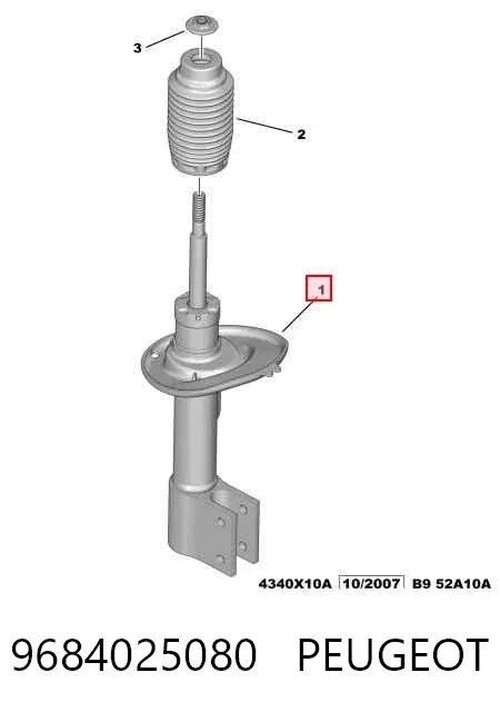 Amortiguador delantero derecho 9684025080 Peugeot/Citroen