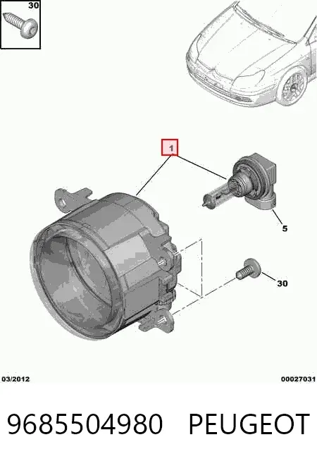 Faro antiniebla izquierdo y derecho 9685504980 Peugeot/Citroen