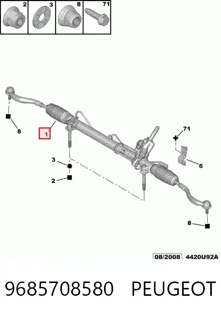 Cremallera de dirección 9685708580 Peugeot/Citroen