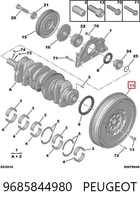 Volante motor 9685844980 Peugeot/Citroen