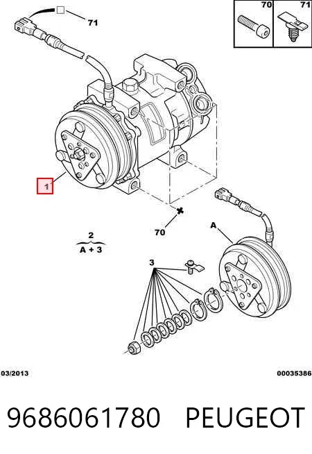 Compresor de aire acondicionado 9686061780 Peugeot/Citroen