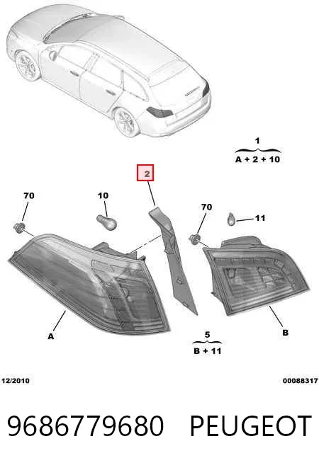 Piloto trasero exterior derecho 9686779680 Peugeot/Citroen