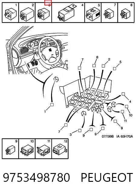 Relé de intermitencia del limpiaparabrisas 9753498780 Peugeot/Citroen
