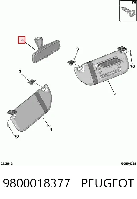 Espejo interior 9800018377 Peugeot/Citroen