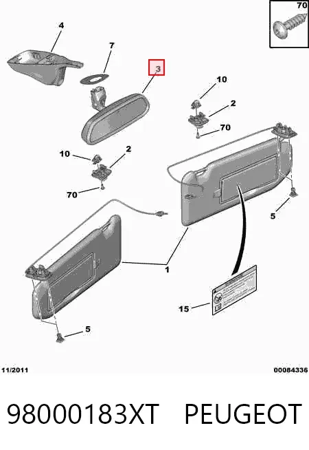 Espejo interior 98000183XT Peugeot/Citroen