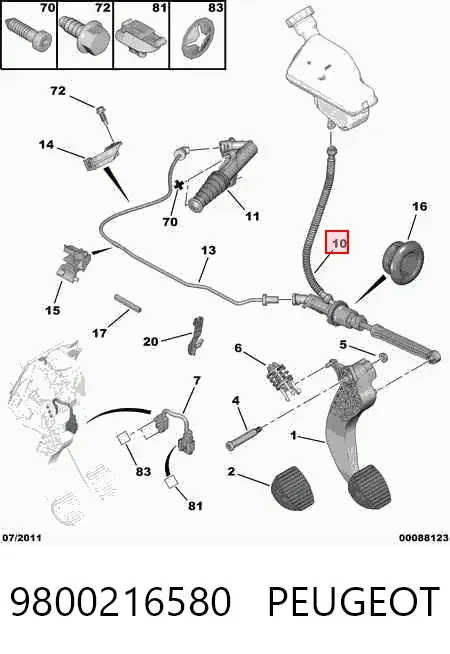 Cilindro maestro de embrague 9800216580 Peugeot/Citroen
