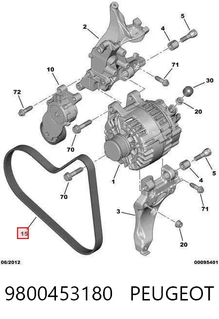 Correa de alternador 9800453180 Peugeot/Citroen