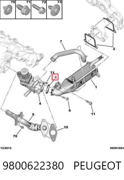 Junta de válvula EGR PEUGEOT 9800622380