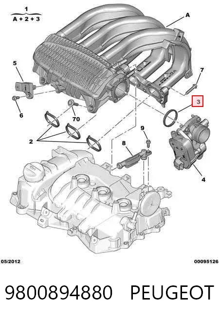 Junta cuerpo mariposa 9800894880 Peugeot/Citroen