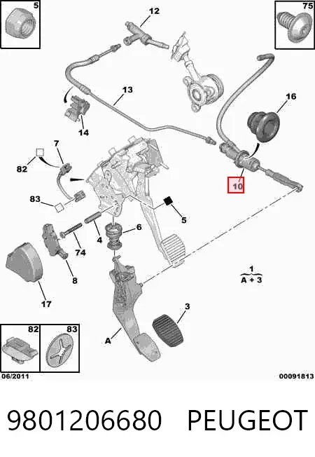 Cilindro maestro de embrague 9801206680 Peugeot/Citroen