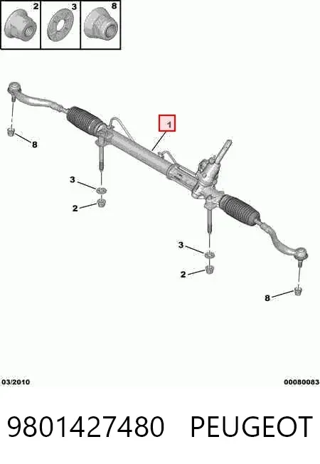 Cremallera de dirección 9801427480 Peugeot/Citroen