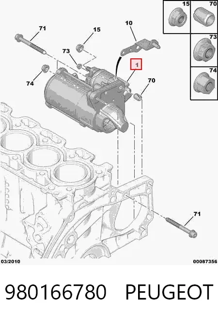 Motor de arranque 980166780 Peugeot/Citroen