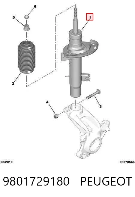 Amortiguador delantero derecho 9801729180 Peugeot/Citroen