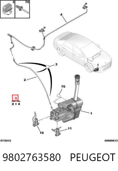 Manguera del lavaparabrisas 9802763580 Peugeot/Citroen