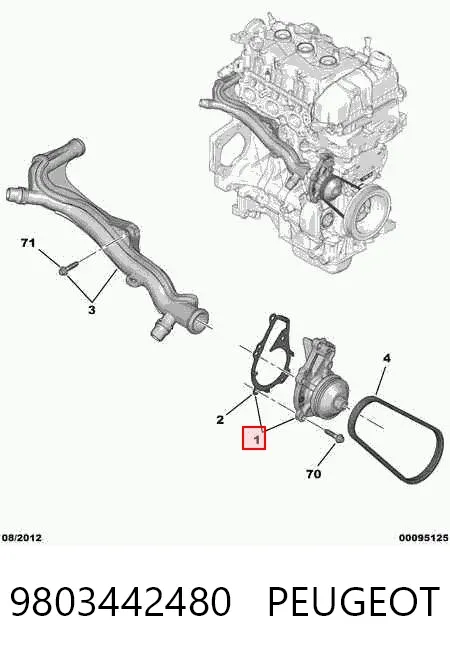 Bomba de agua 9803442480 Peugeot/Citroen