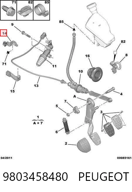 Pinza de freno trasera izquierda 9803458480 Peugeot/Citroen