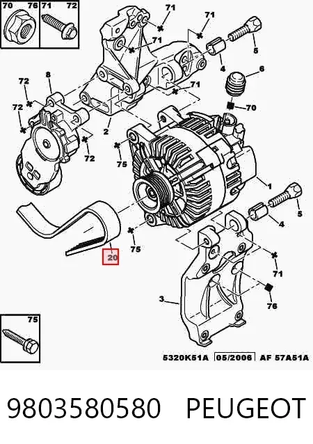 Correa de alternador 9803580580 Peugeot/Citroen