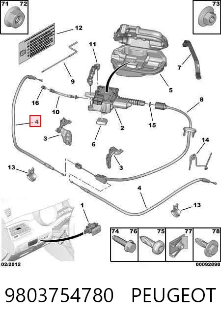 Cable de freno de mano trasero derecho/izquierdo 9803754780 Peugeot/Citroen