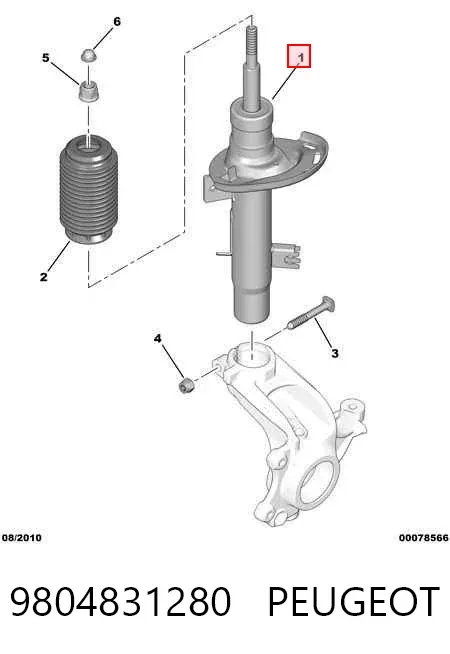 Amortiguador delantero derecho 9804831280 Peugeot/Citroen