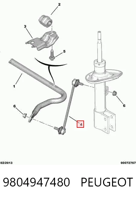 Bieleta estabilizadora delantera 9804947480 Peugeot/Citroen